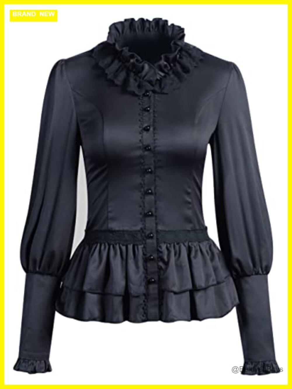 Victorian Steampunk Corset Top Lace Ruffled Blouse Long Sleeve Women